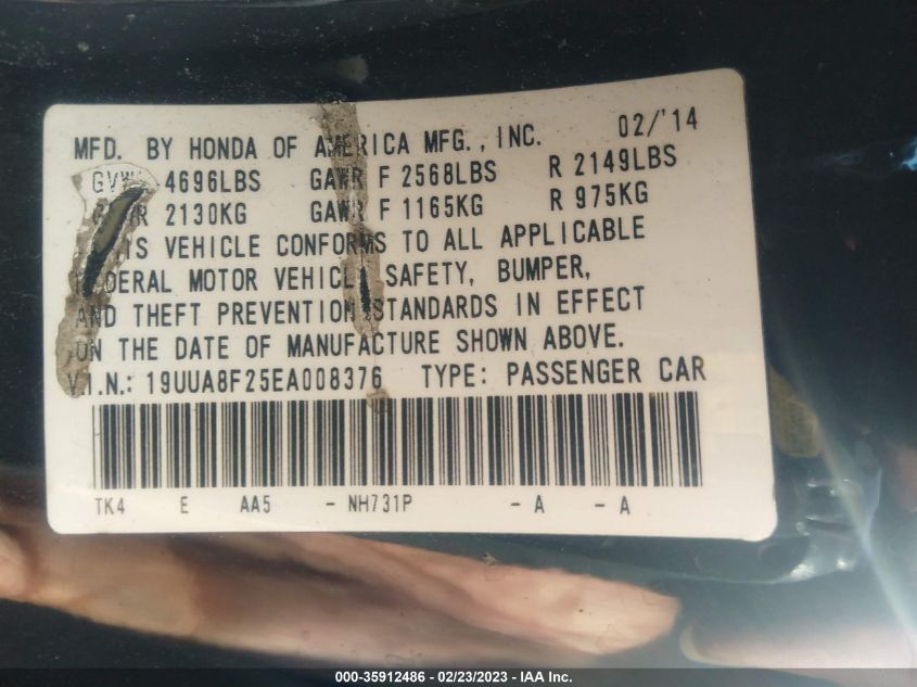 2014 ACURA TL 19UUA8F25EA008376