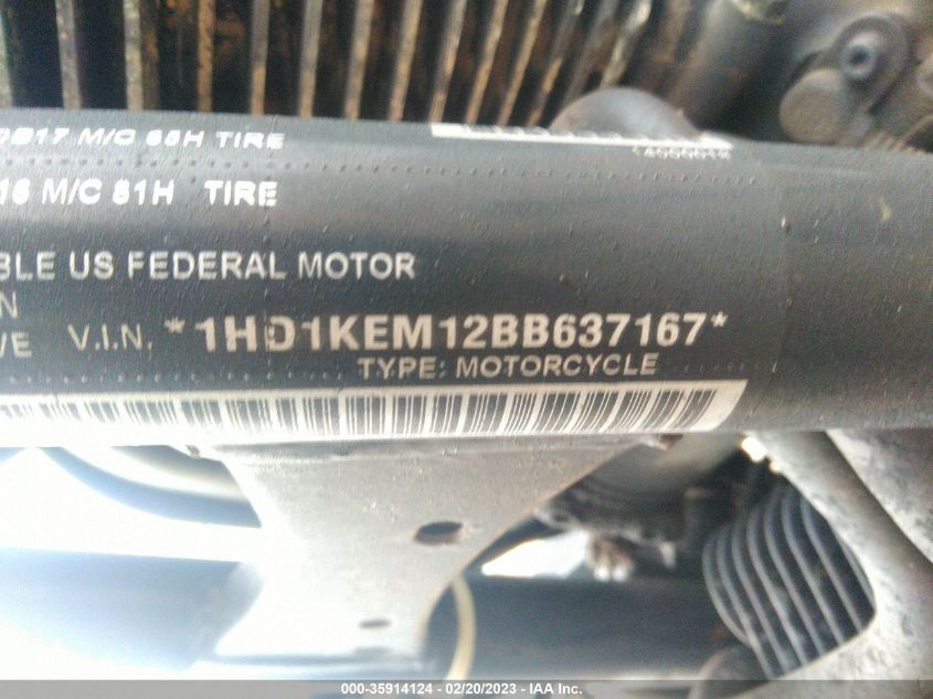 2011 HARLEY-DAVIDSON FLHTK 1HD1KEM12BB637167