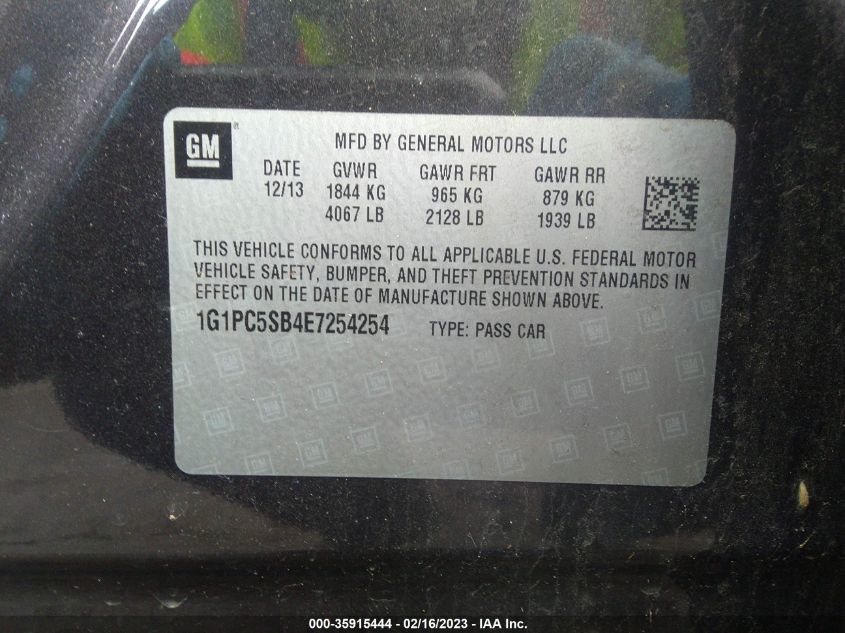 2014 CHEVROLET CRUZE 1LT - 1G1PC5SB4E7254254