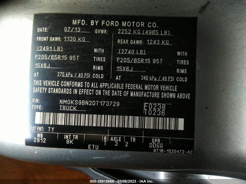 2013 FORD TRANSIT CONNECT WAGON XLT NM0KS9BN2DT173729