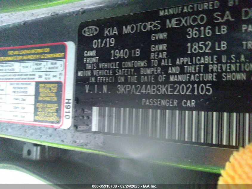 2019 KIA RIO S - 3KPA24AB3KE202105