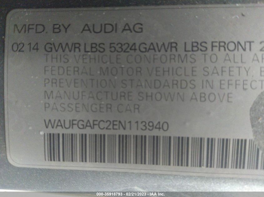2014 AUDI A6 3.0T PREMIUM PLUS - WAUFGAFC2EN113940