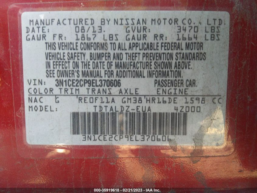2014 NISSAN VERSA NOTE SV - 3N1CE2CP9EL370606