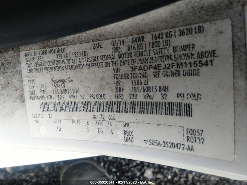 2015 FORD FIESTA SE - 3FADP4EJ2FM115541