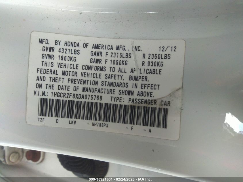 2013 HONDA ACCORD SDN EX-L - 1HGCR2F8XDA075768