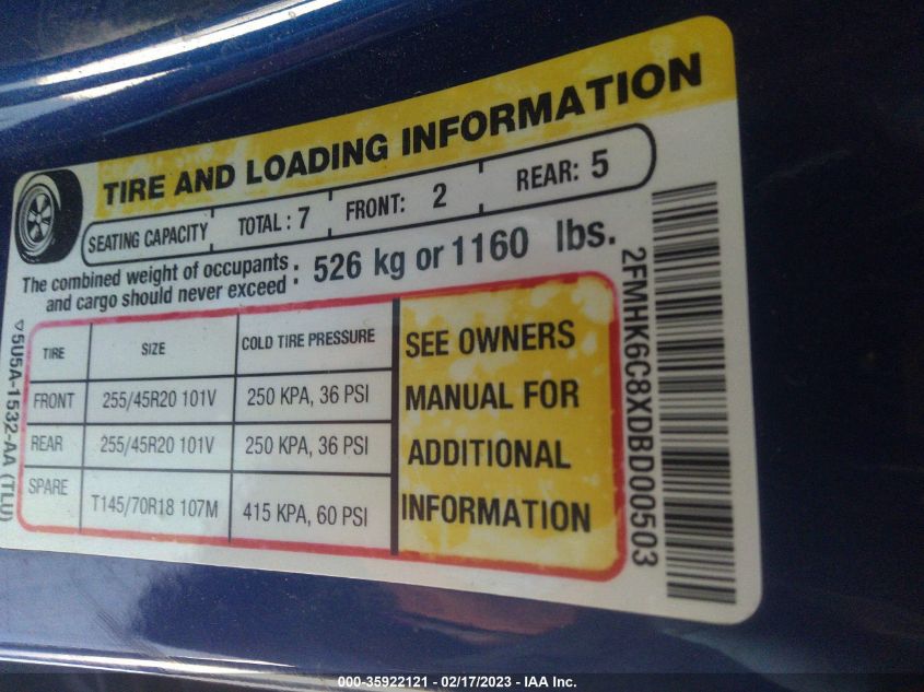 2013 FORD FLEX SEL 2FMHK6C8XDBD00503