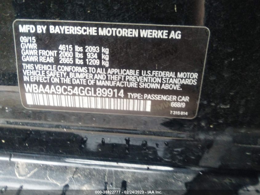 2016 BMW 4 SERIES 428I - WBA4A9C54GGL89914