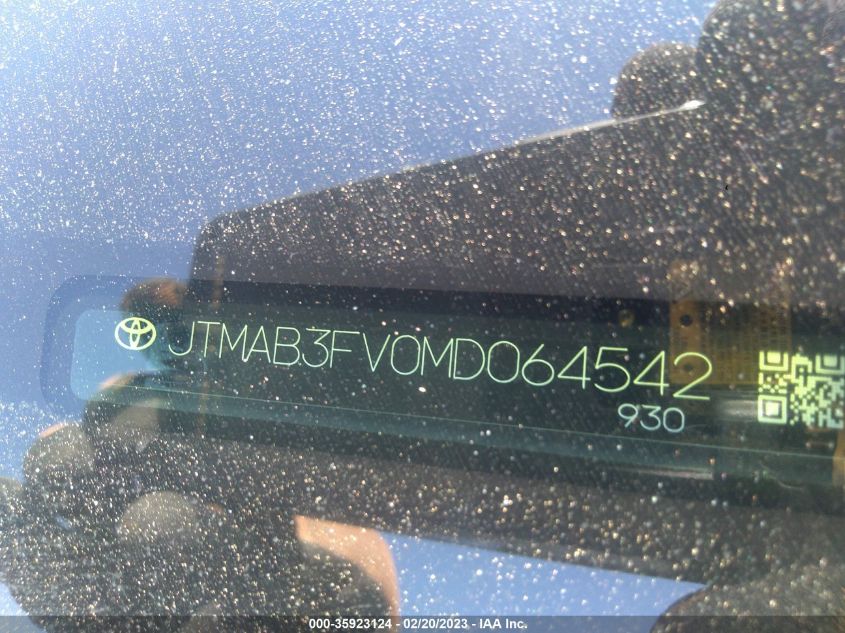 2021 TOYOTA RAV4 PRIME SE JTMAB3FV0MD064542