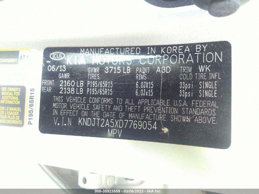 2013 KIA SOUL BASE - KNDJT2A5XD7769054