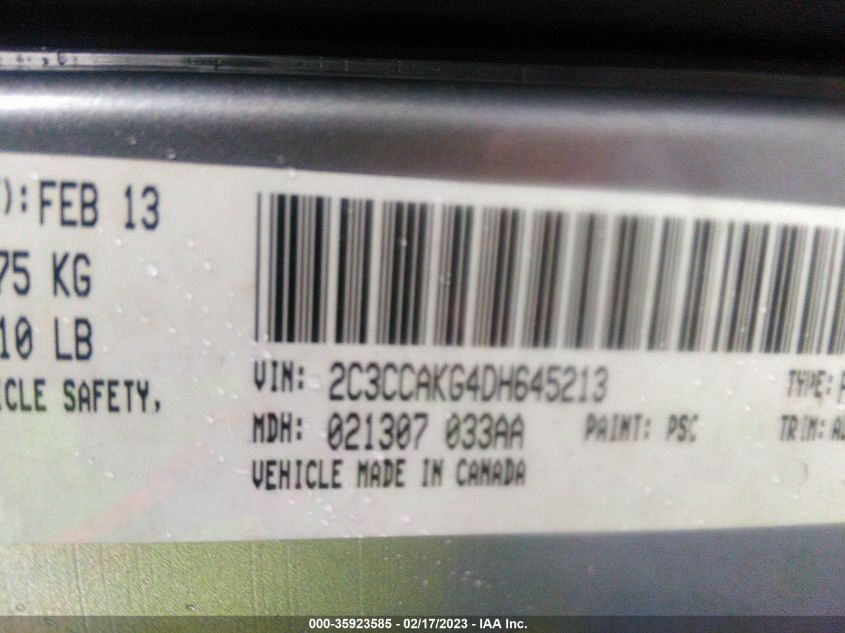 2013 CHRYSLER 300C 2C3CCAKG4DH645213