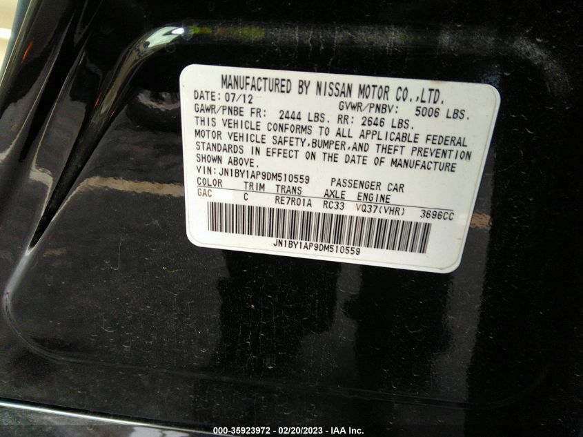 2013 INFINITI M37 JN1BY1AP9DM510559