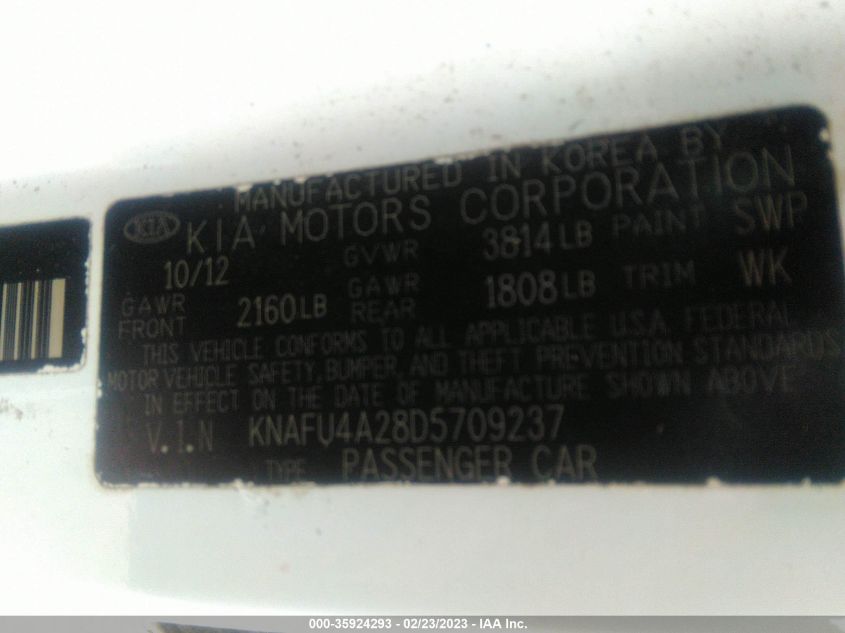 2013 KIA FORTE EX - KNAFU4A28D5709237