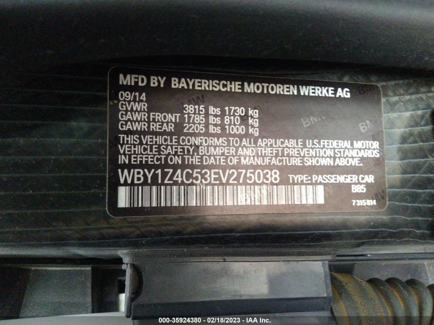 2014 BMW I3 - WBY1Z4C53EV275038