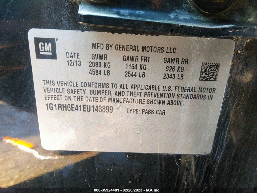 2014 CHEVROLET VOLT - 1G1RH6E41EU143899