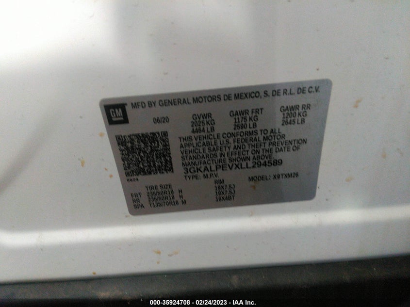 VIN 3GKALPEVXLL294589 2020 GMC TERRAIN SLT