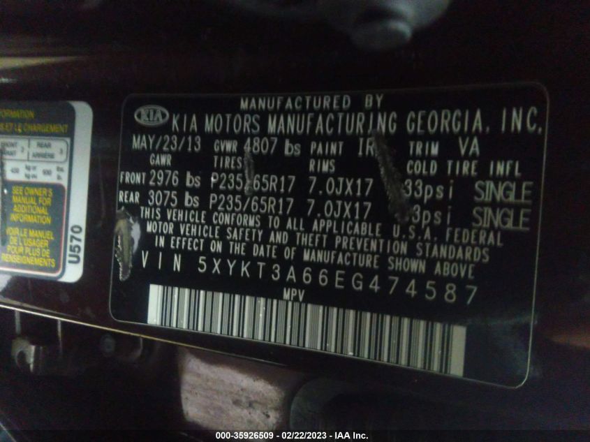 2014 KIA SORENTO LX - 5XYKT3A66EG474587