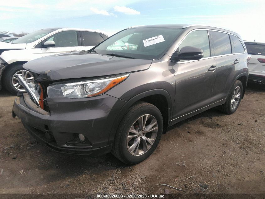 2015 TOYOTA HIGHLANDER XLE - 5TDJKRFH2FS184475