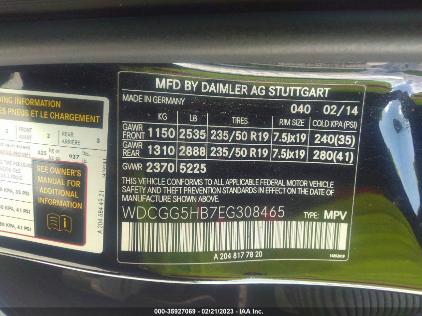 2014 MERCEDES-BENZ GLK-CLASS GLK 350 - WDCGG5HB7EG308465
