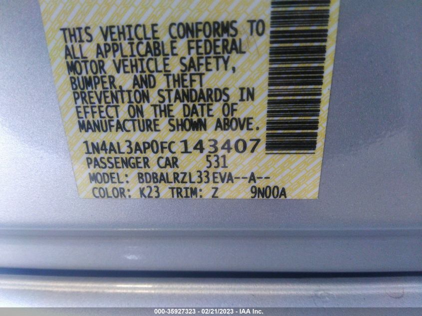 2015 NISSAN ALTIMA 2.5 SL - 1N4AL3AP0FC143407
