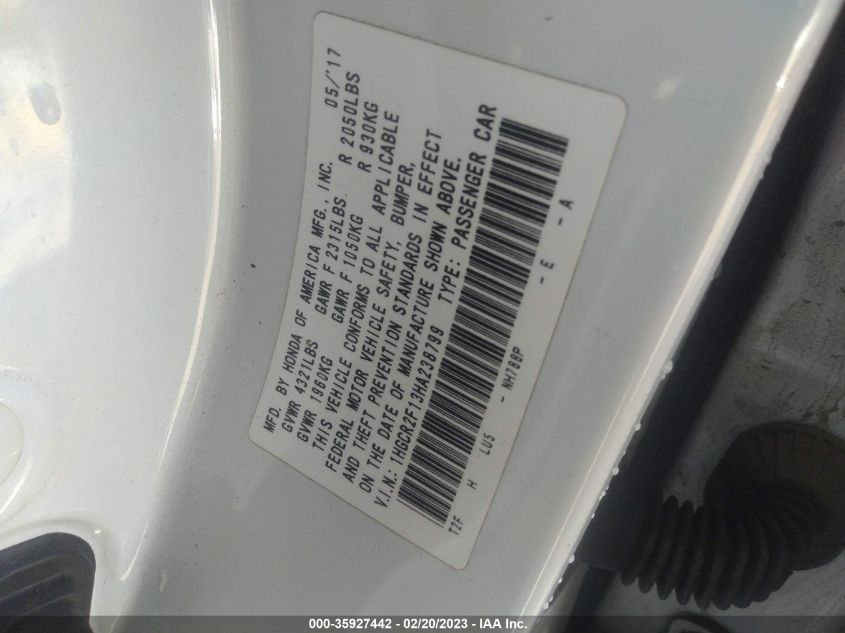 2017 HONDA ACCORD SEDAN SPORT SE - 1HGCR2F13HA238799