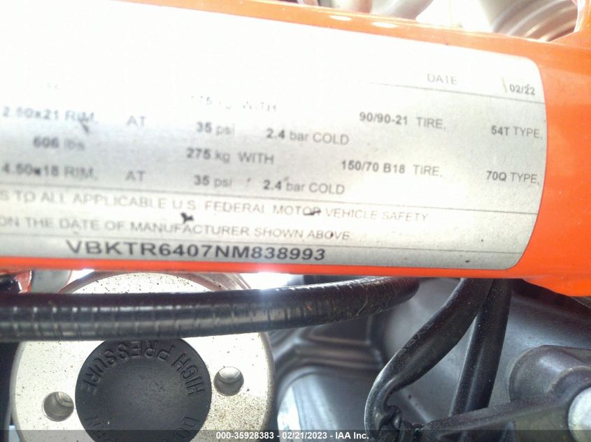 2022 KTM 890 ADVENTURE R - VBKTR6407NM838993