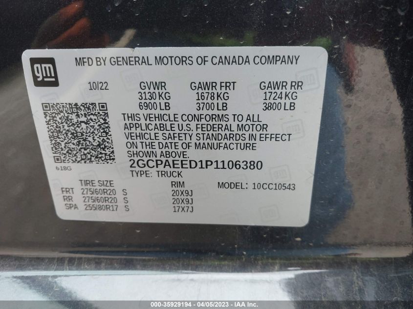 2023 CHEVROLET SILVERADO 1500 LTZ - 2GCPAEED1P1106380