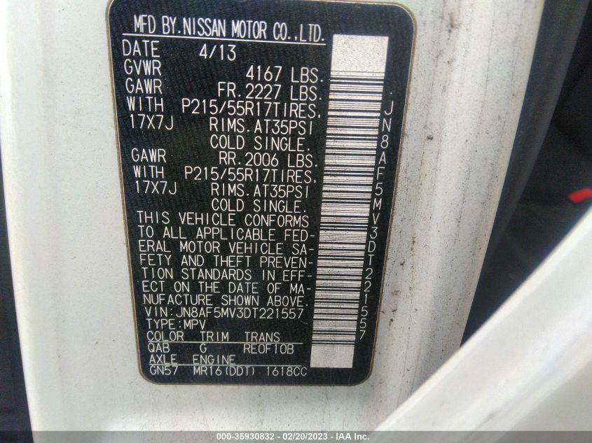 2013 NISSAN JUKE S - JN8AF5MV3DT221557