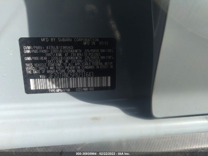 2023 SUBARU CROSSTREK LIMITED - JF2GTHNC5P8231643