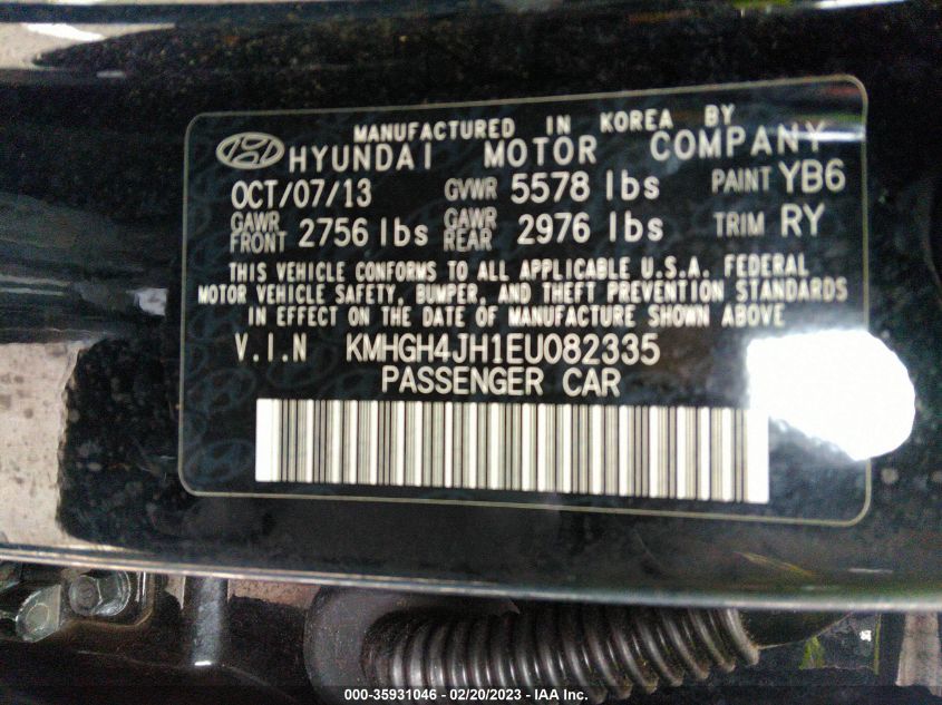 2014 HYUNDAI EQUUS SIGNATURE KMHGH4JH1EU082335