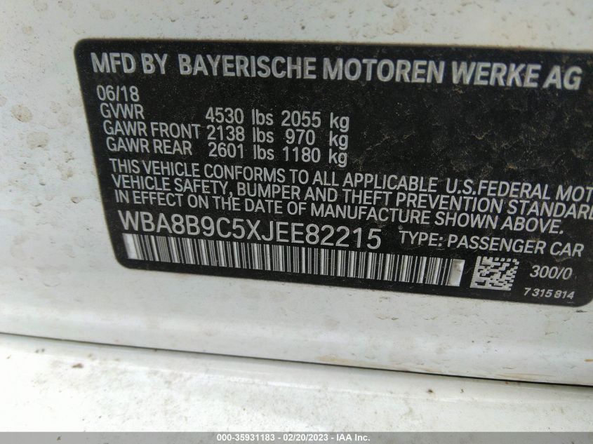 2018 BMW 3 SERIES 330I - WBA8B9C5XJEE82215