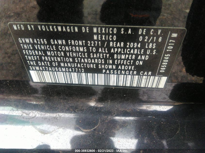2016 VOLKSWAGEN GOLF GTI S - 3VW4T7AU5GM047712