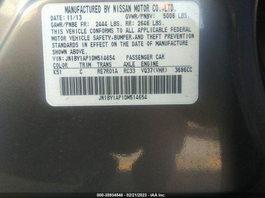 2013 INFINITI M37 JN1BY1AP1DM514654