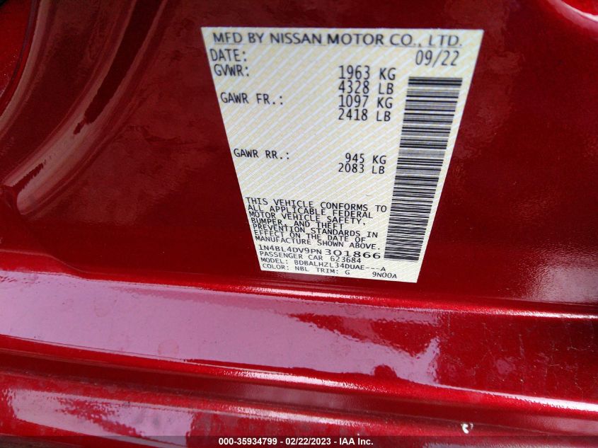 2023 NISSAN ALTIMA 2.5 SV - 1N4BL4DV9PN301866
