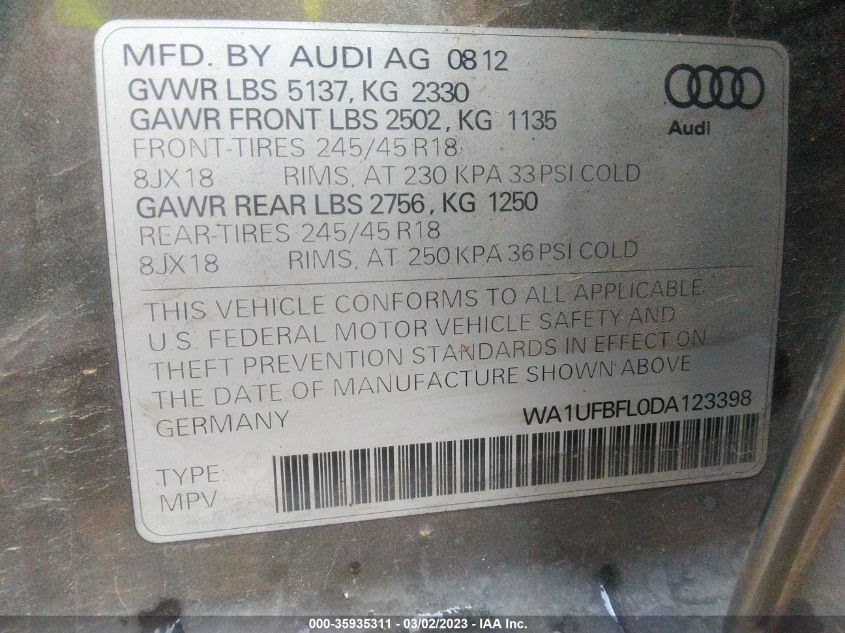 2013 AUDI ALLROAD PREMIUM PLUS - WA1UFBFL0DA123398