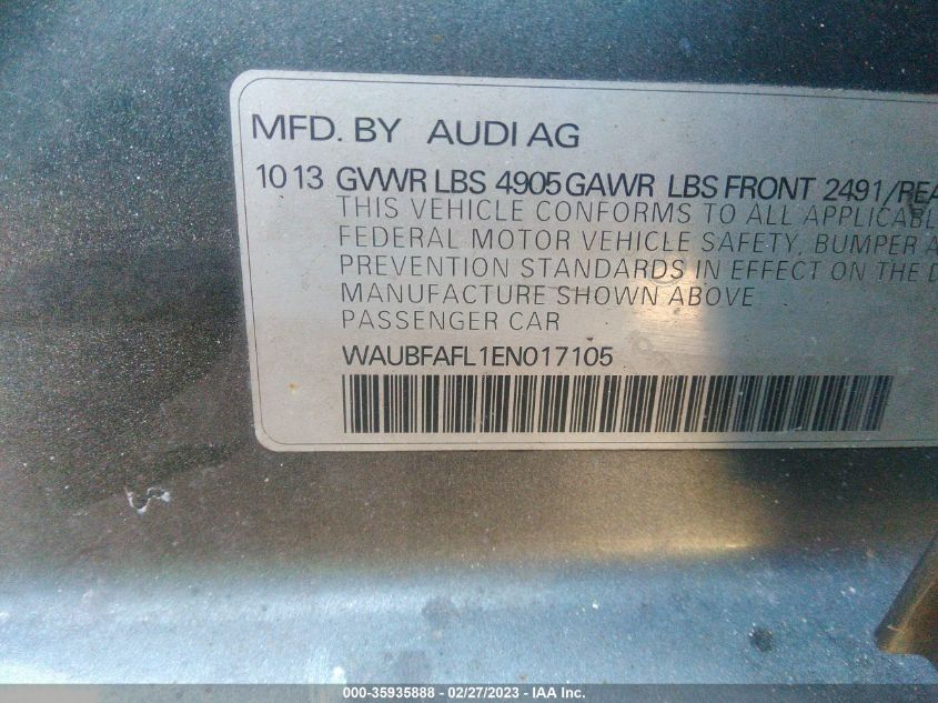 2014 AUDI A4 PREMIUM - WAUBFAFL1EN017105