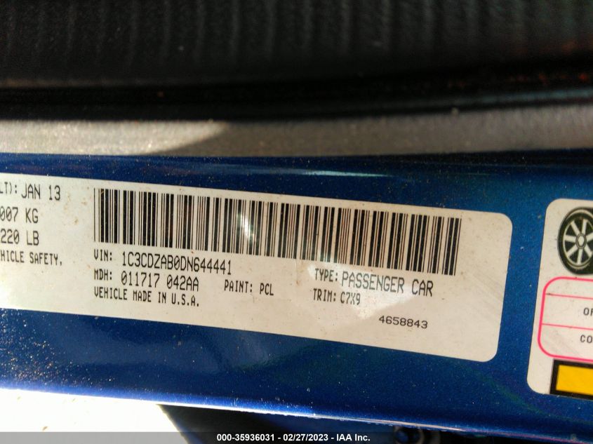 2013 DODGE AVENGER SE - 1C3CDZAB0DN644441