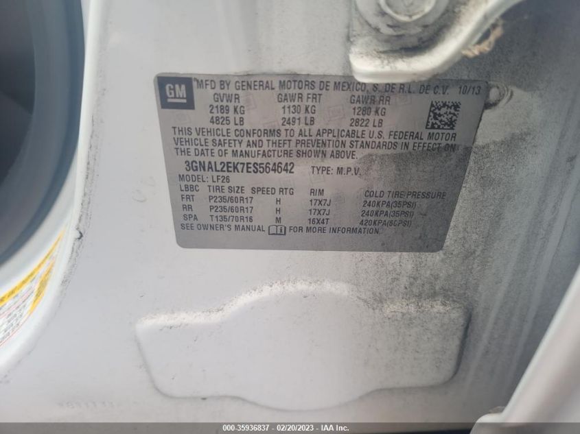 2014 CHEVROLET CAPTIVA 3GNAL2EK7ES564642