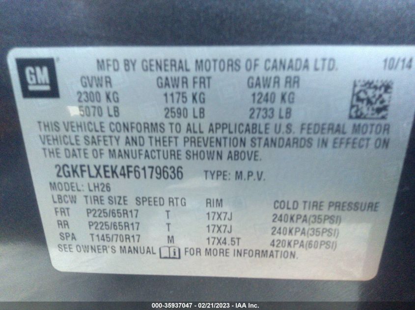 2015 GMC TERRAIN SLT - 2GKFLXEK4F6179636