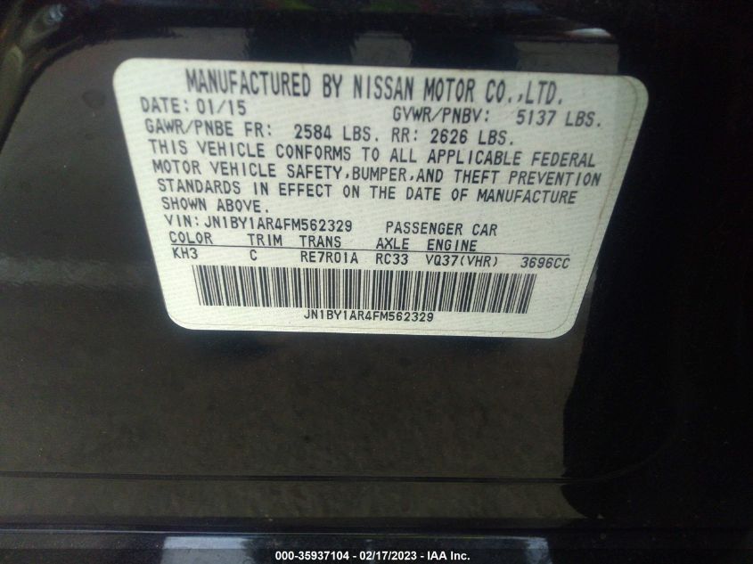 2015 INFINITI Q70 JN1BY1AR4FM562329