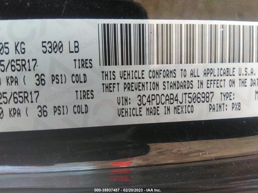 VIN 3C4PDCAB4JT506987 2018 DODGE JOURNEY SE