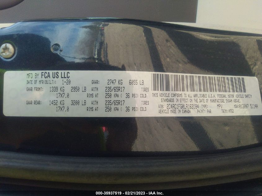 2020 CHRYSLER PACIFICA TOURING - 2C4RC1FG0LR163184