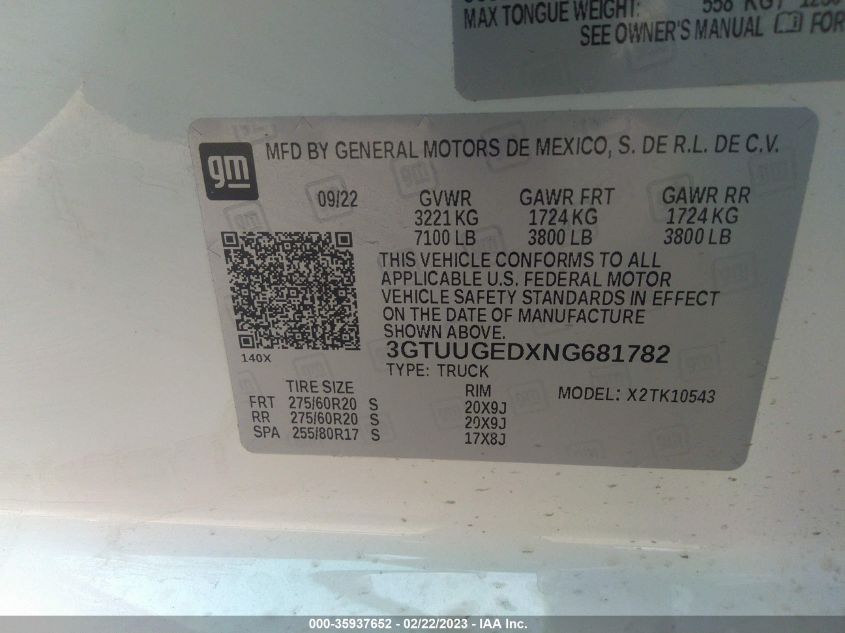2022 GMC SIERRA 1500 DENALI - 3GTUUGEDXNG681782