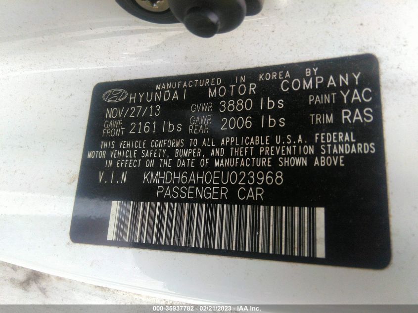 2014 HYUNDAI ELANTRA COUPE KMHDH6AH0EU023968