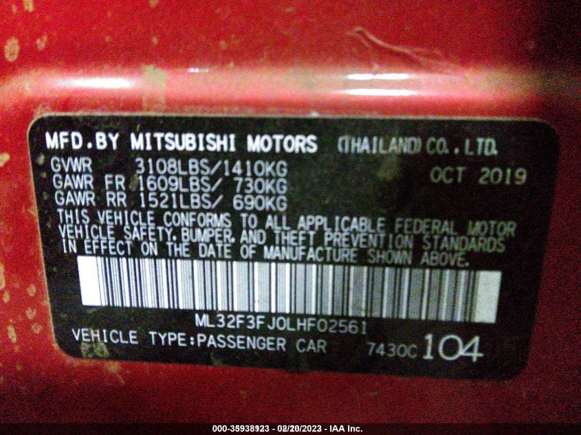 2020 MITSUBISHI MIRAGE G4 ES - ML32F3FJ0LHF02561