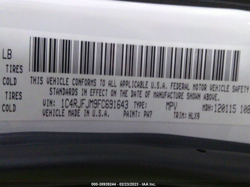 2015 JEEP GRAND CHEROKEE SUMMIT - 1C4RJFJM9FC691643