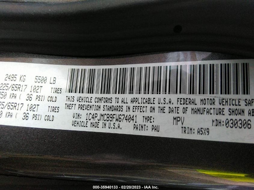 2015 JEEP CHEROKEE LATITUDE - 1C4PJMCB9FW674041