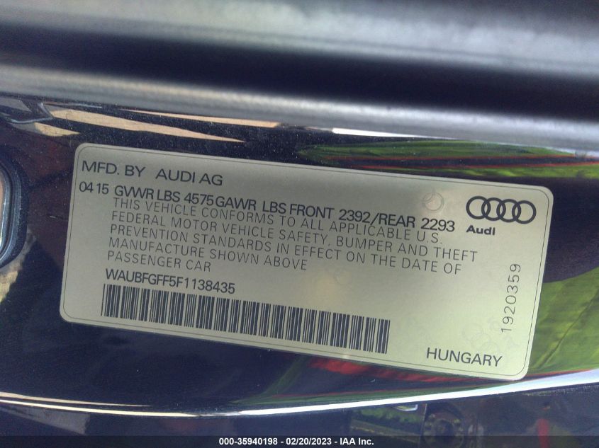 2015 AUDI S3/A3 2.0T PREMIUM - WAUBFGFF5F1138435