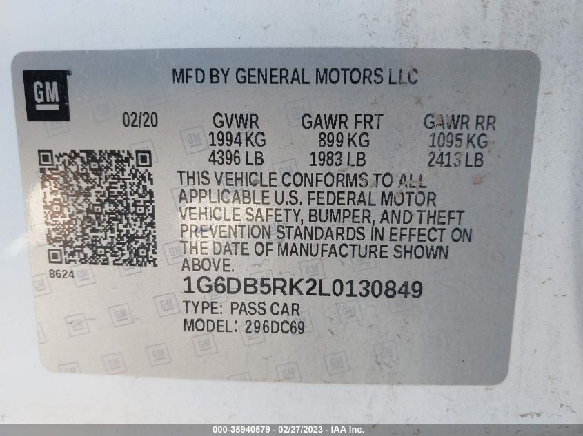 2020 CADILLAC CT4 PREMIUM LUXURY 1G6DB5RK2L0130849