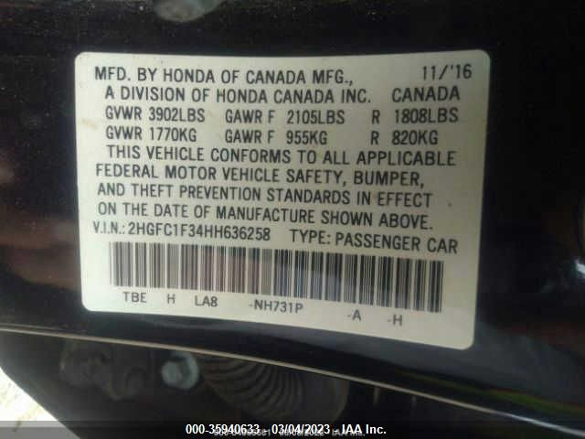 2017 HONDA CIVIC SEDAN EX-T - 2HGFC1F34HH636258