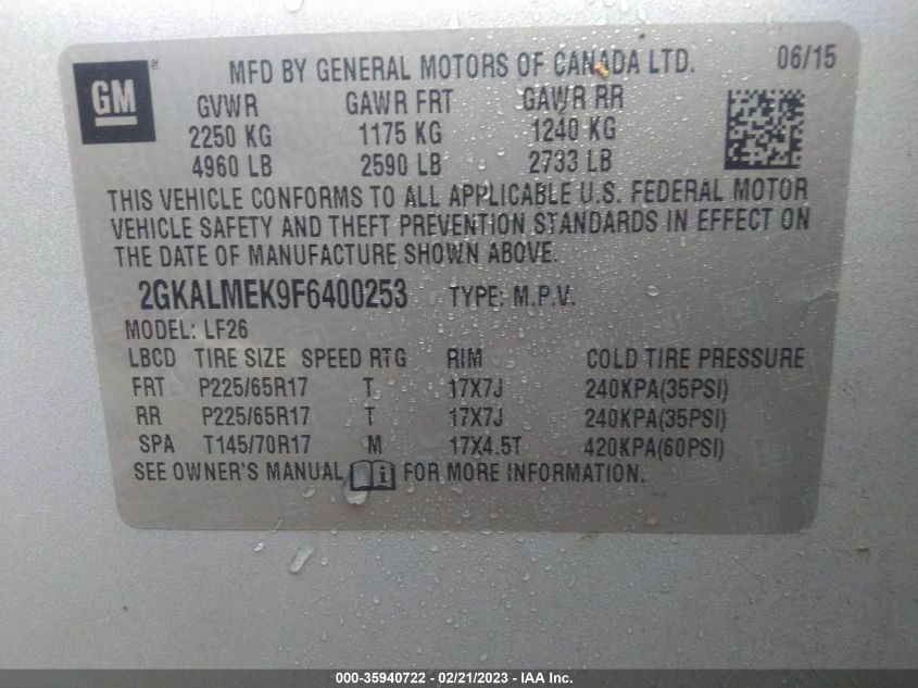 2015 GMC TERRAIN SLE - 2GKALMEK9F6400253